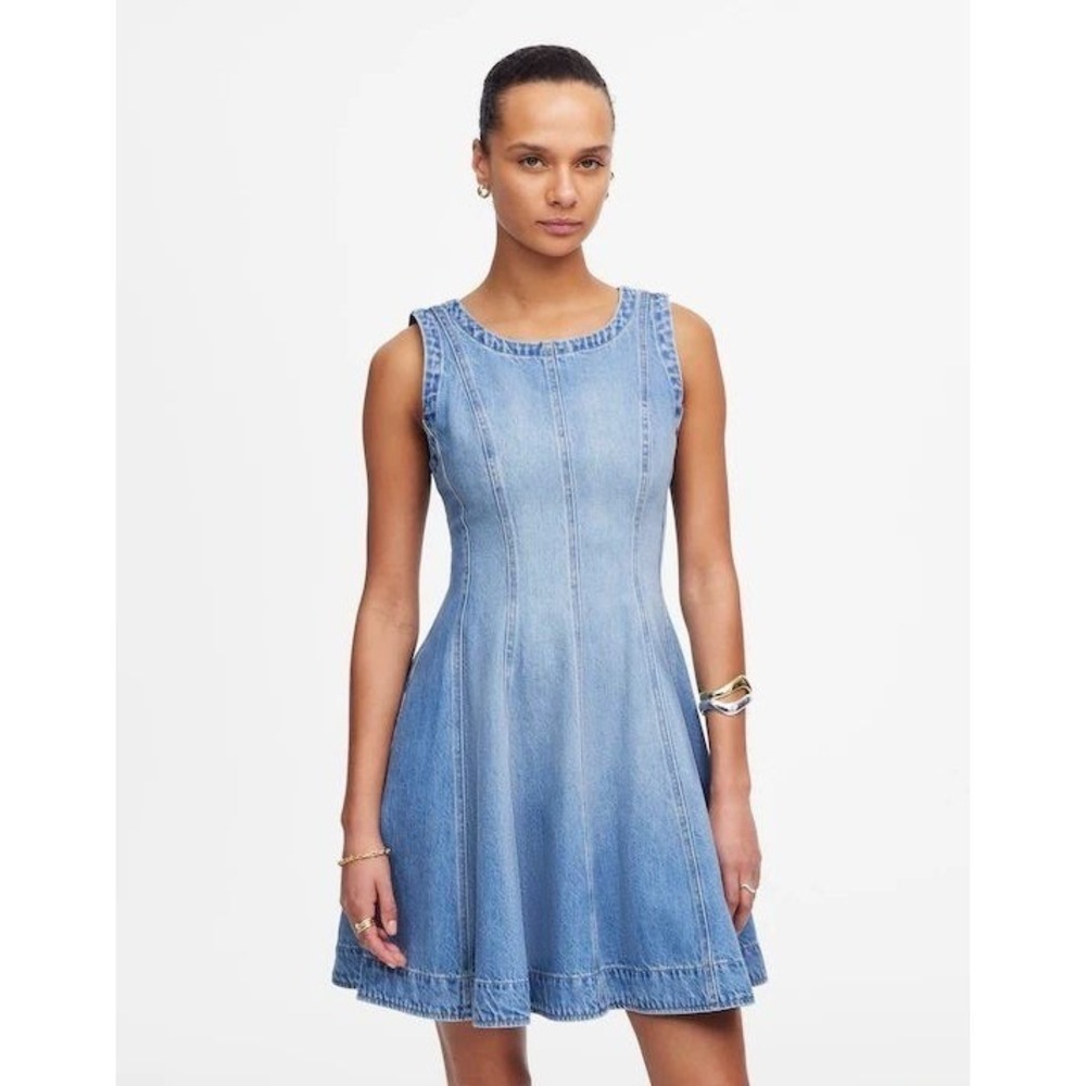 Madewell Denim Dress XS Sleeveless Fit & Flare Mini Casual NW0T‎ $148 Flaw